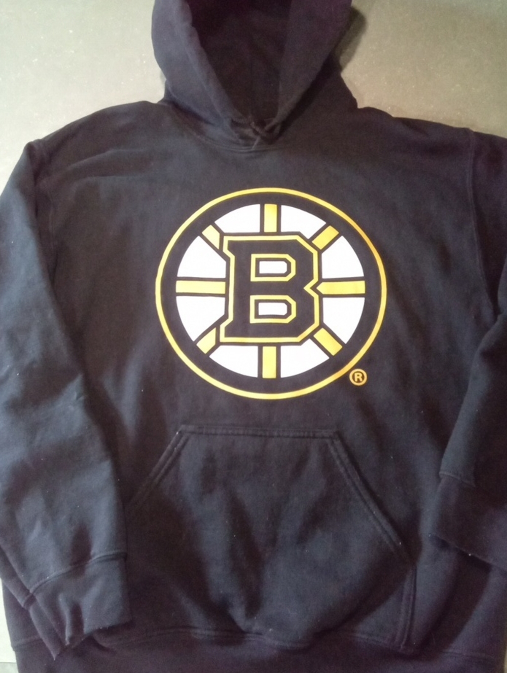 NHL Men's Medium Boston Bruins Hoodie with Yellow and White Boston 'B' Logo